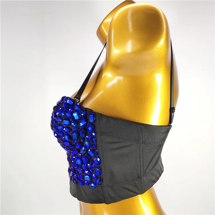 

Fashion Electronic Music Festival Nightclub Sexy European and American Blue Small Tube Top