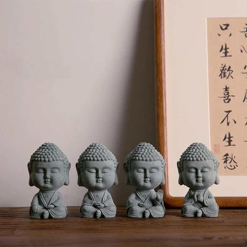 Miniatur Garten Aquarium Dekoration Statuen Zen Mönch Figuren Buddha Skulptur Tee tisch nach Hause Wohnzimmer Desktop-Ornament