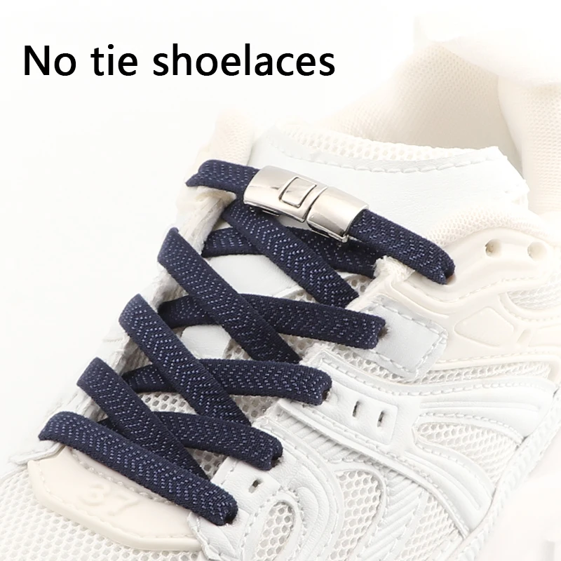 

1 Pair No Tie Shoe Laces For Sneakers Metal Lock Elastic Shoelaces Easy to wear and take off quickly Lazy Shoes Lace Shoestring