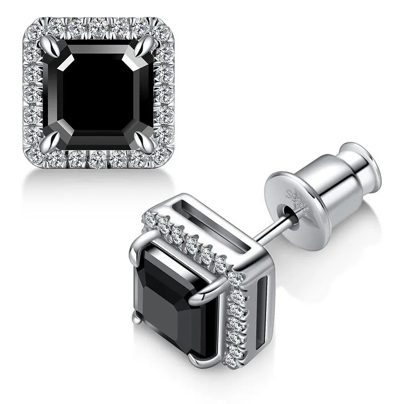 

BC-HSBTWZED Lefei Fashion Classic Moissanite Exquisite Desgin Black Square Earrings For Men Women Silver s925 Party Jewelry Gift