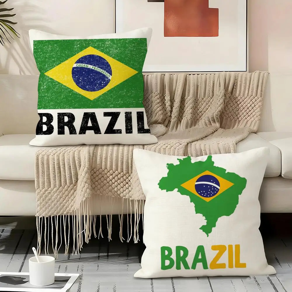 Flag Of Brazil Pillow Case Linen Pillow Covers Cover For Couch Living Room Bench Patio Floor Linen Home Decor