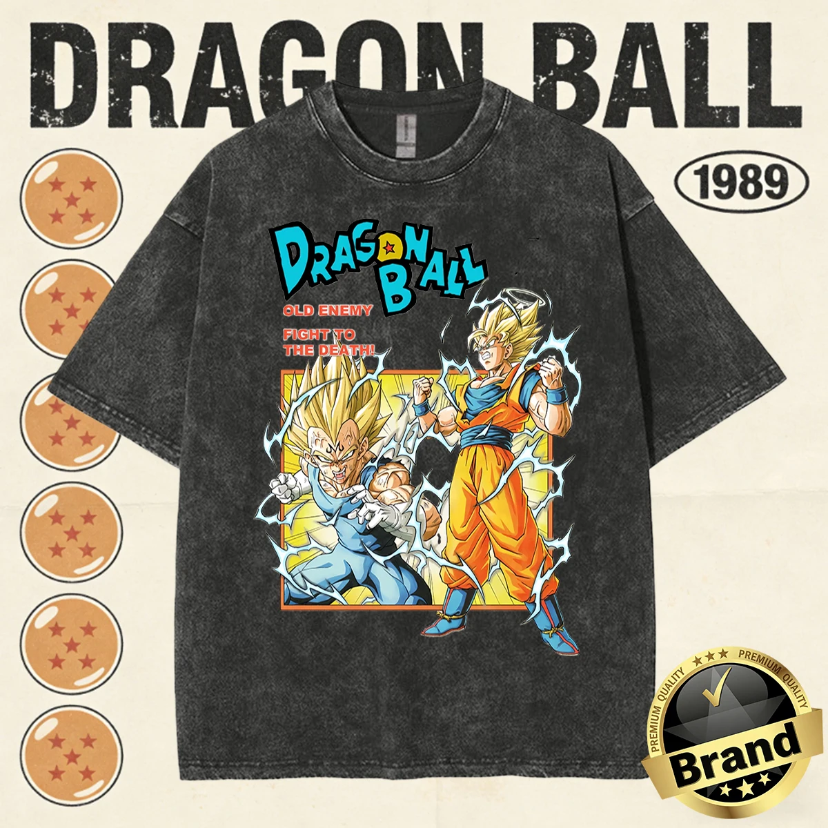 

Футболка оверсайз из хлопка с эффектом кислотной стирки Dragon Ball Z: Гоку и Вегета Супер Сайяны, летняя аниме-графика 2026, уличная одежда для мужчин и женщин