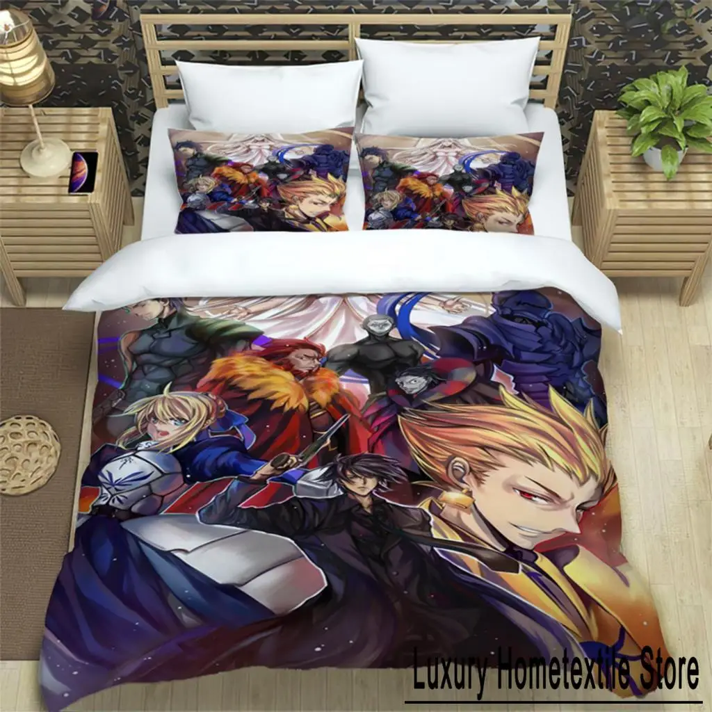 

Комплект постельного белья из трех предметов с рисунком Fate/stay Night HD, модные простыни для мальчиков или взрослых, пододеяльники, наволочки, подарок