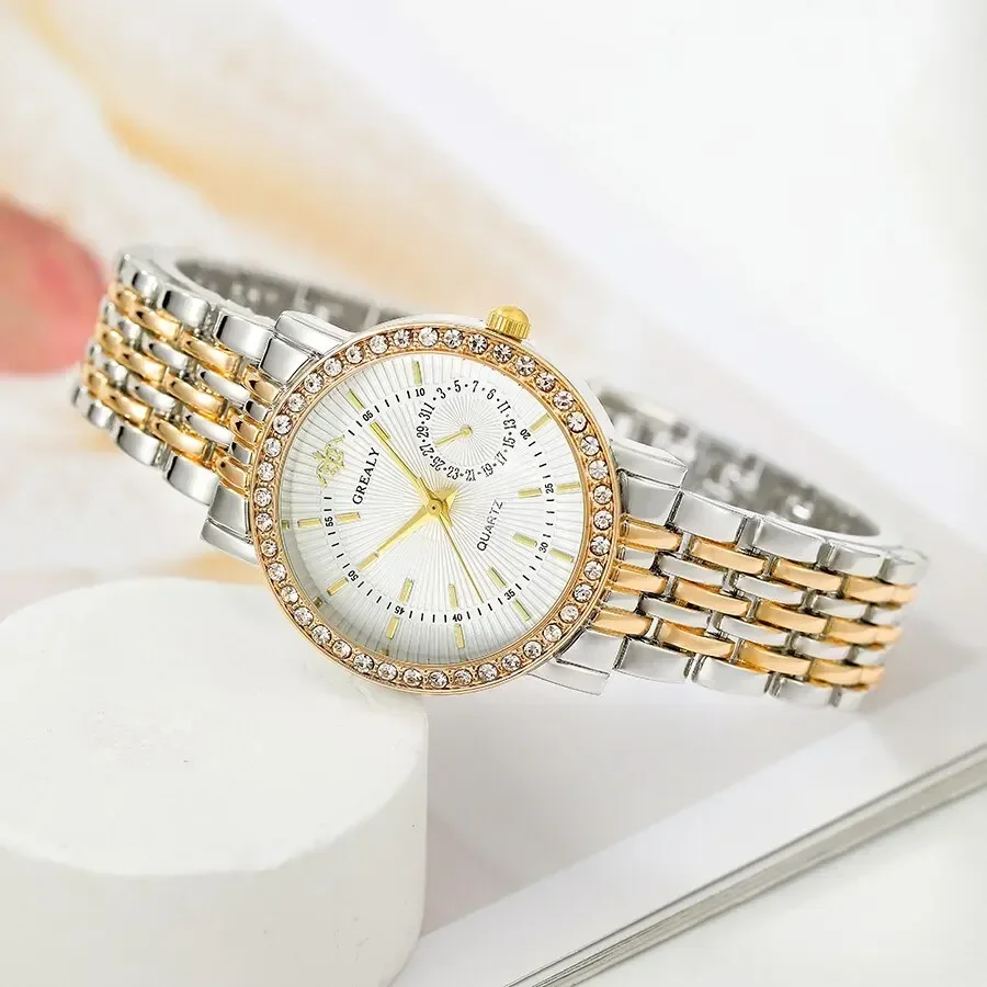 New Casual Watches Women Luxury Fashion Lovers Watch Rhinestone Stainless steel Quartz Watch Men Women Gift Business Wristwatch