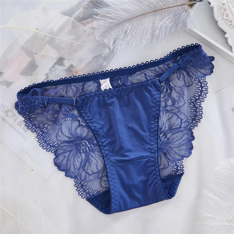 Women\'s Sexy Fashion Lace Panties Seamless Cotton Breathable Briefs Girls Transparent Underpants Underwear 1 Piece