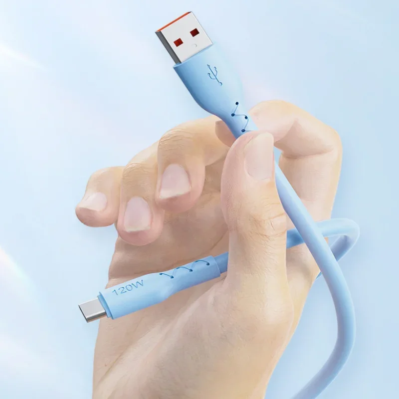 120W USB‑A to Type‑C Fast Charging Cable Soft Silicone Thick Data Sync Cord 1M 1.5M 2M Anti‑Break Charger Wire For Xiaomi