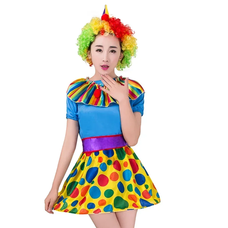 Clown Kostuum Cosplay Volwassen Halloween Vrouwen Carnaval Volwassen Vrouwelijke Circus Clown Ondeugend Harlequin Cosplay Kleding Geen Pruik