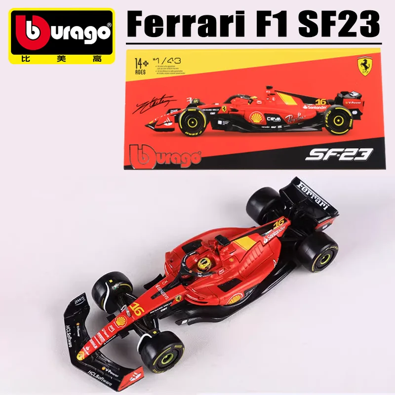 

Bburago 1:43 Ferrari F1 SF23 # 16 # 55, литая под давлением металлическая модель игрушечного автомобиля из сплава, подарки