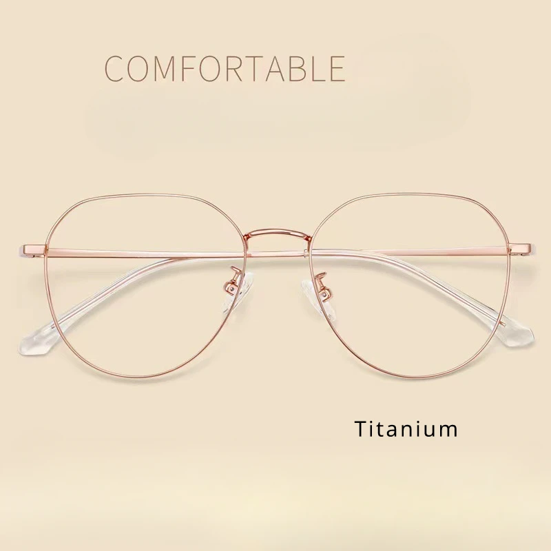 

Classic and Minimalist Style of Pure Titanium Eyeglass Frame Ultra Light Anti Allergic Anti Blue Light Plain Glass Spectacles