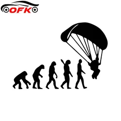 OFK  Stylish Car Cover Scratch Decals Human Evolution Car Sticker Paraglider Black/Silver 18.6CM*13CM