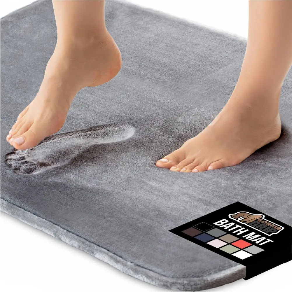 

Soft Memory Foam Bath Rug, Absorbent Velvet Mat with Dots Underside, Machine Washable 36x24 Gray
