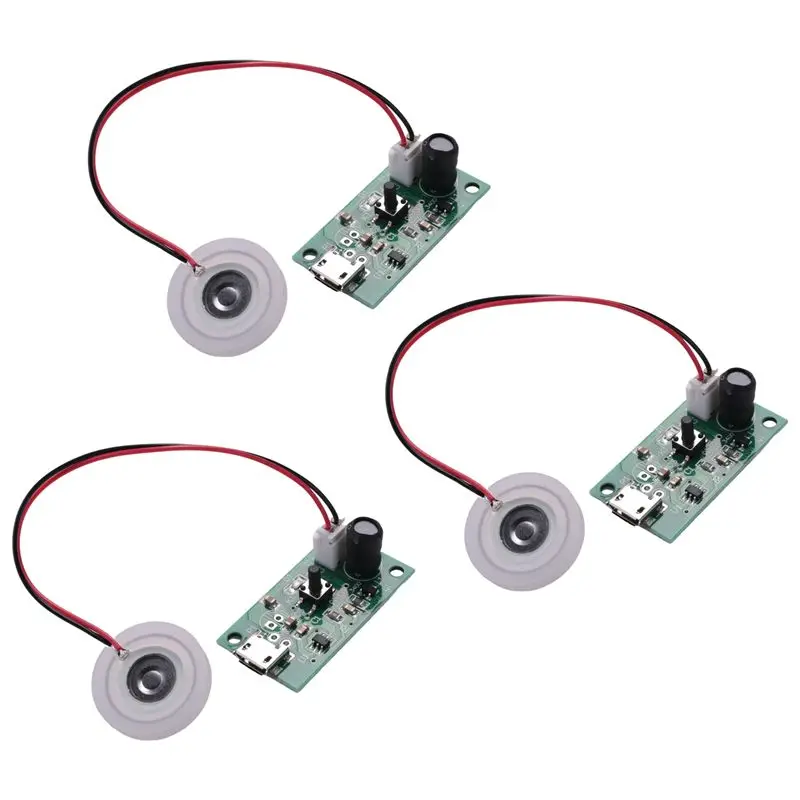 AB43-3Pcs Mist Maker Atomization Plate With 5V USB Humidifier Module Integrated Circuit Board Driver With Timing Switch
