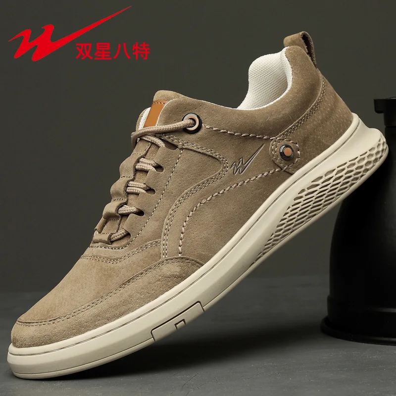 

Spring Autumn Mens Genuine Leather Versatile Board Shoes Soft Sole Comfortable Non-Slip Breathable Casual Sports Footwear