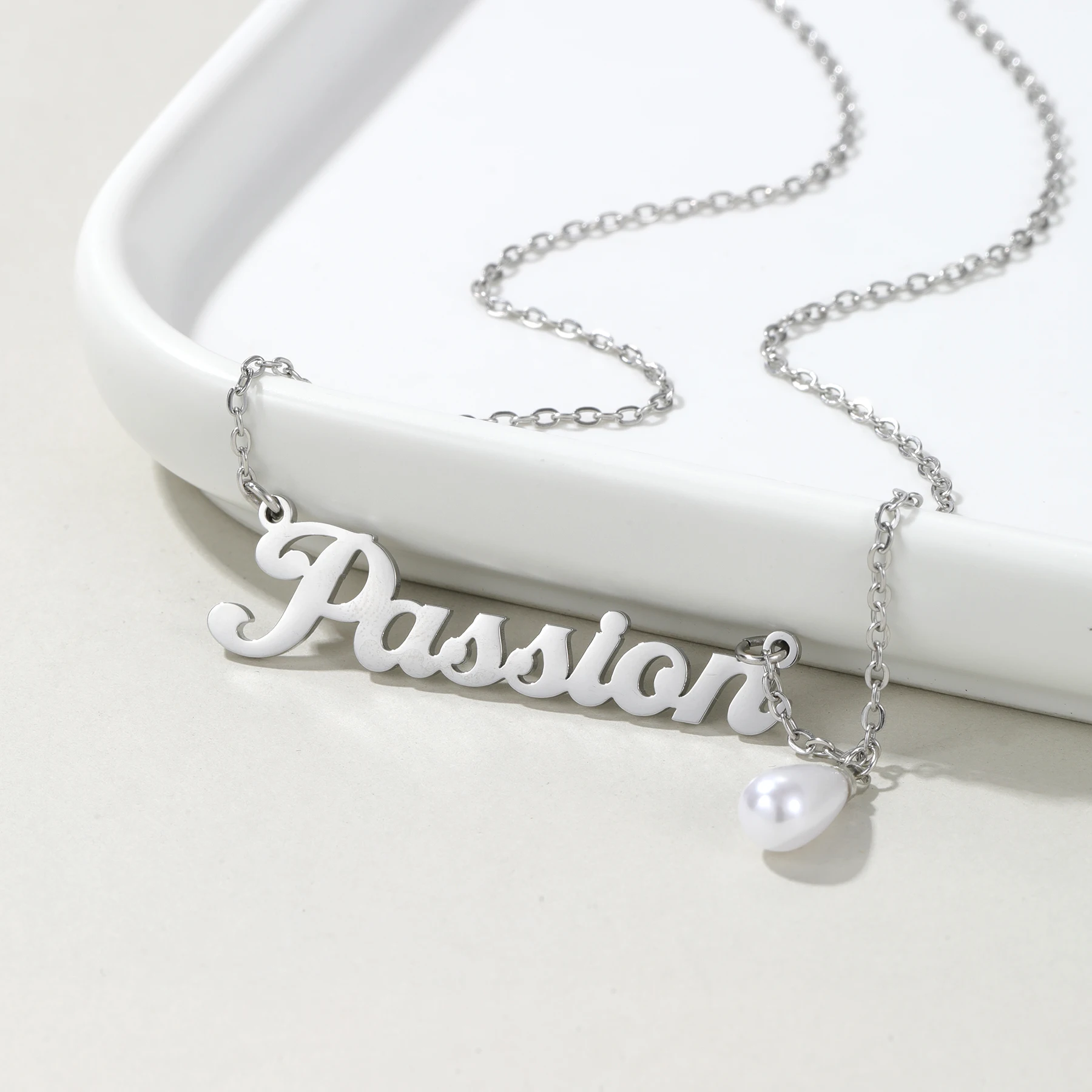 Mother Christmas Gift Necklace Gold Plated Rectangle Hollow Out Letter Pendant Fine Chain Personalized Jewelry For Mom Women