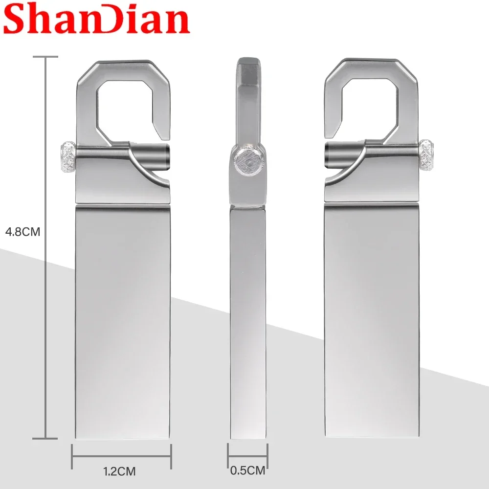 SHANDIAN Metal USB 2.0 Flash Drive 128GB  Portable Memory Stick 64GB 100% Real Capacity Pen Drive 32GB High Speed U Disk 16GB