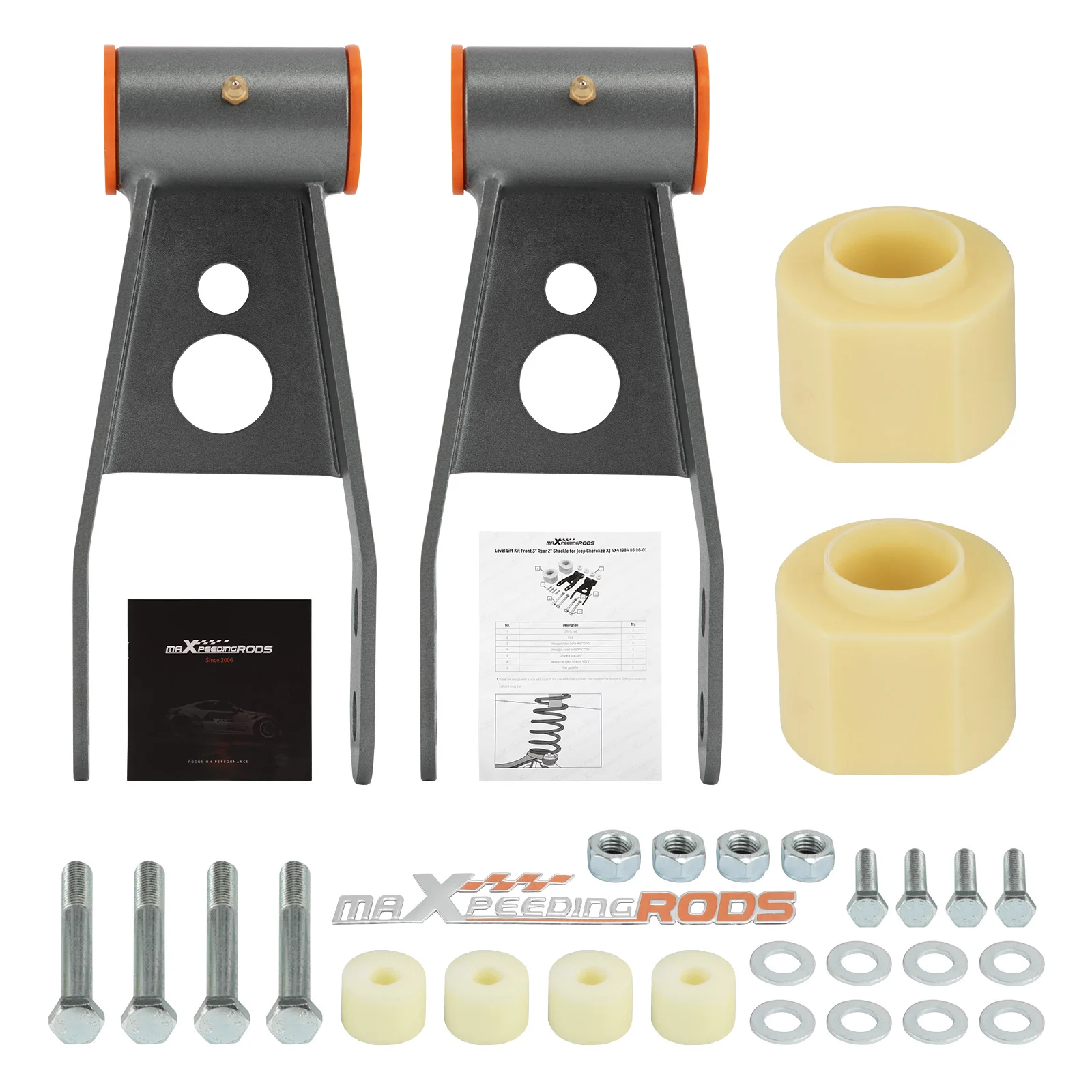 

Full 3" + 2" Steel Shackle Lift Kit w/ Case Drop For Jeep Cherokee XJ 1984-2001