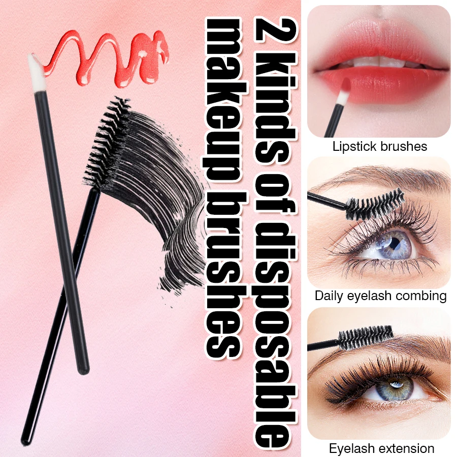 Escovas descartáveis Eyelash Set, escova Mascara, Lip Wands Ferramenta Aplicador, Lashes Extensão, Sobrancelha Acessórios, 105Pcs