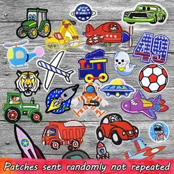 Random Boy Patches for Clothing Mixed Cartoon Car Aircraft Animal Applique Patch Iron on Embroidered DIY Clothes Sew Accessories