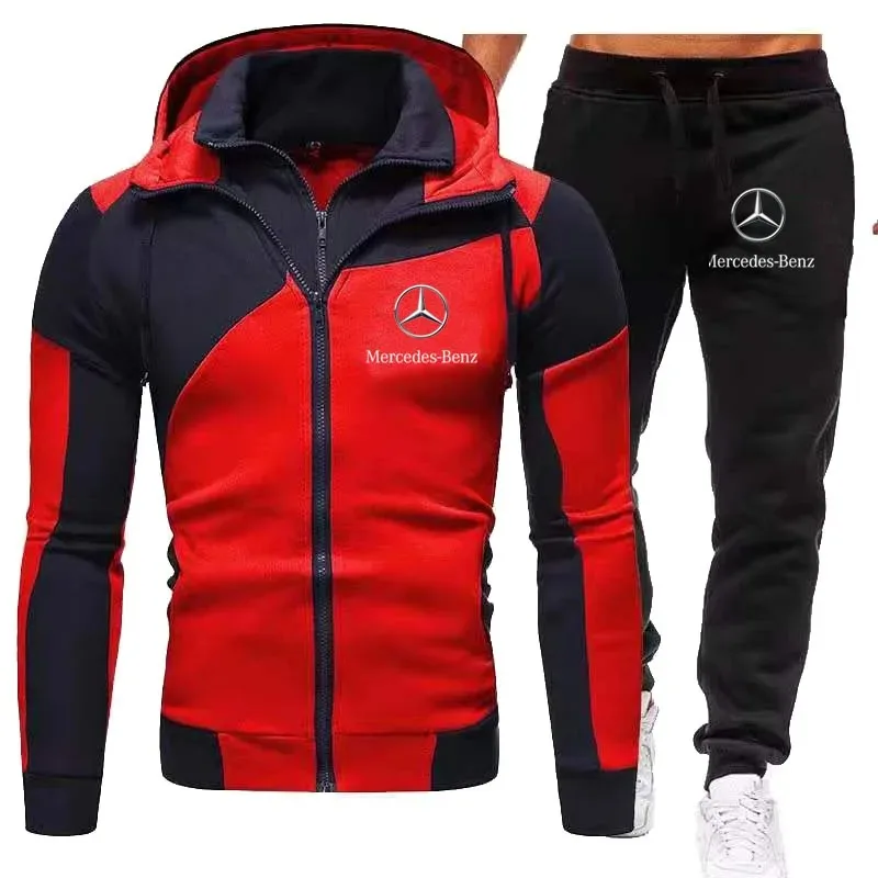 

Autumn and winter two-piece outerwear, trendy men's Mercedes Benz sports suit, fashionable and handsome workwear