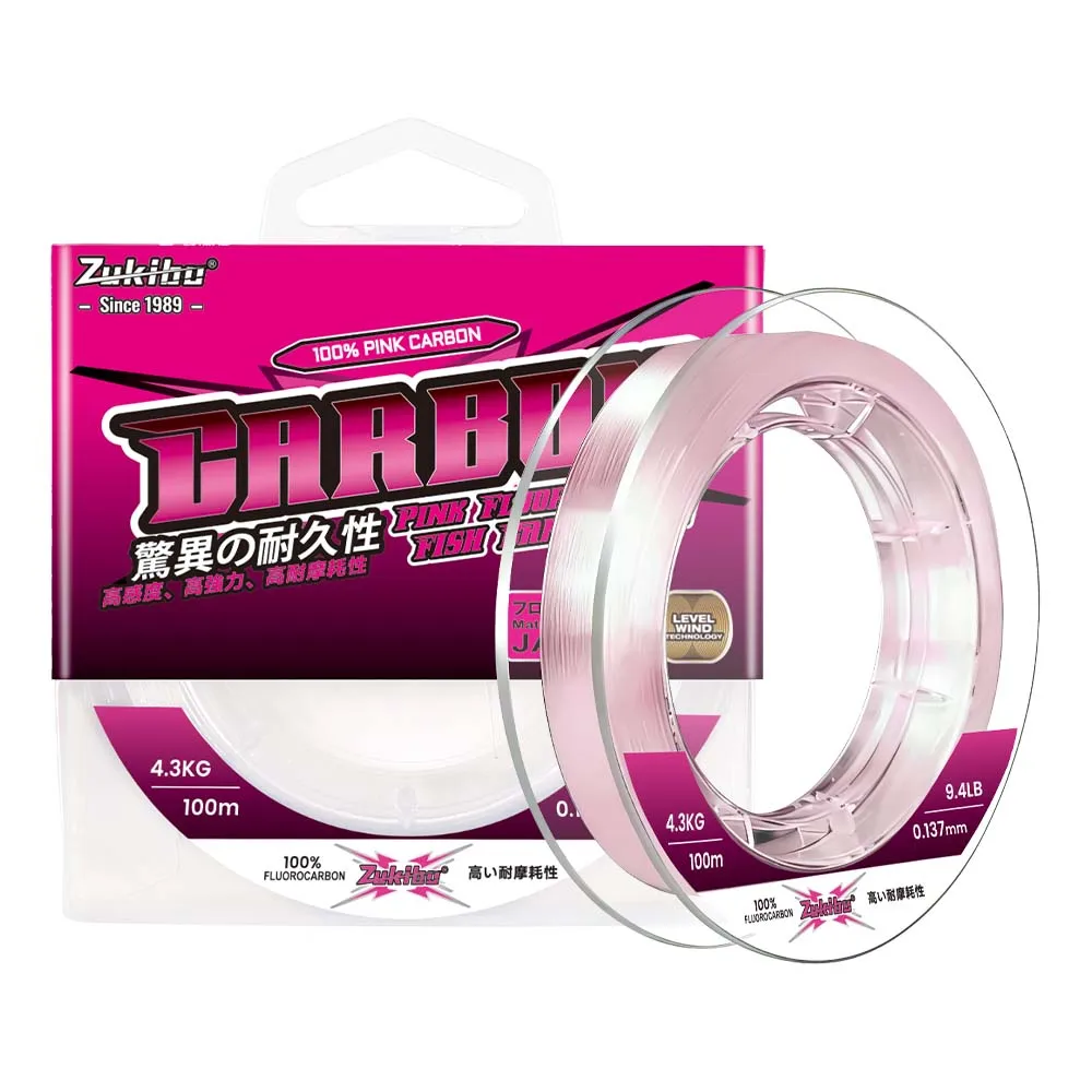 ZUKIBO 100% Reine Fluorocarbon Rosa Angelschnur 100M 50M Kohlefaser-Vorfachschnur Angelköder-Schnur Sinkende Angelschnur Japan – Detail 7