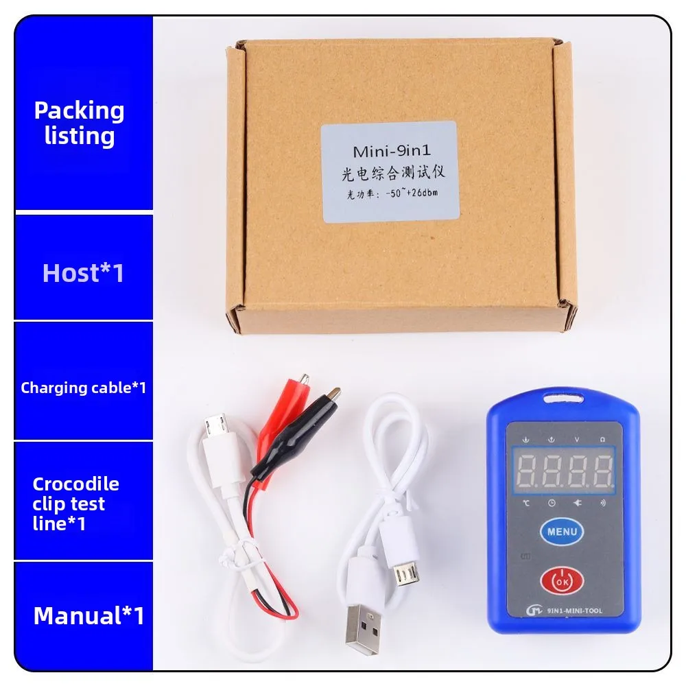Mini misuratore di potenza nove in uno, tester multifunzionale per l'attenuazione della luce in fibra ottica, macchina all-in-one a luce rossa