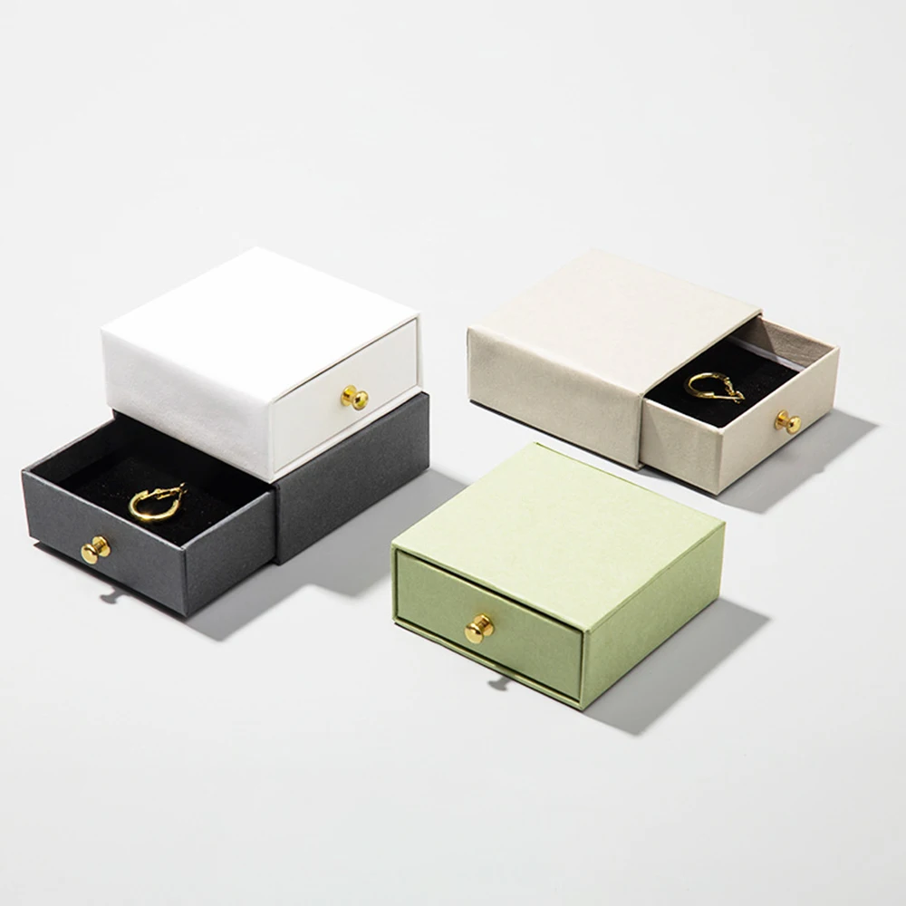 Cajón de papel grueso para joyería, caja de almacenamiento de joyería hecha a mano, para tarjeta, collar, anillo, regalo de boda, 1 unidad
