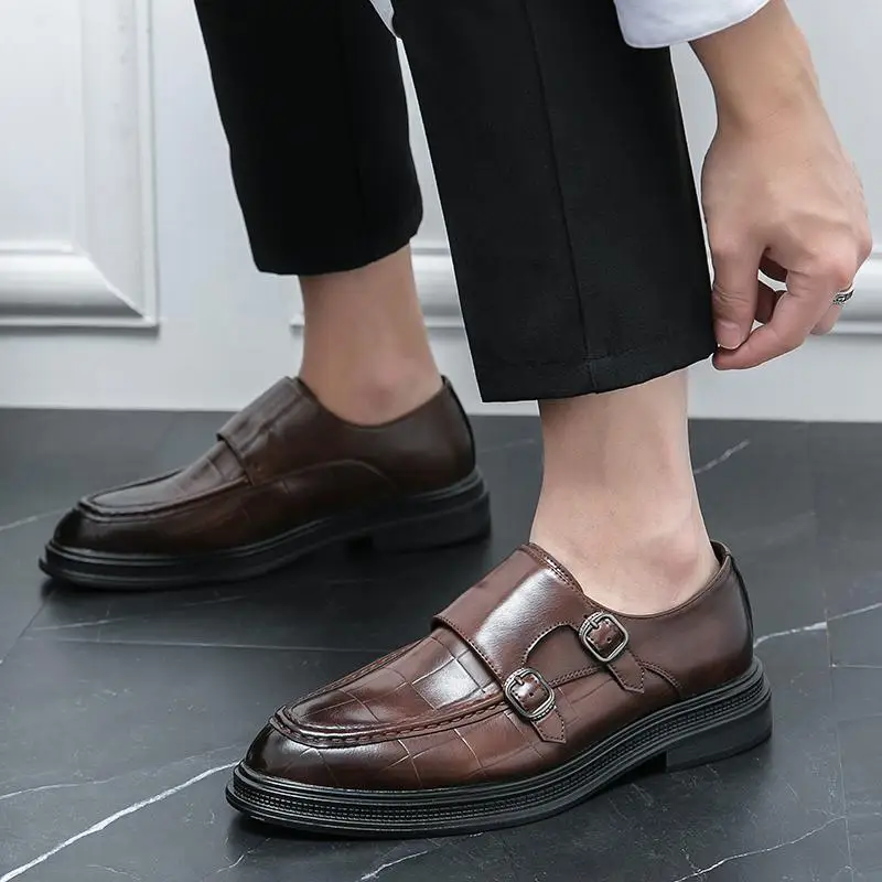 Sapatos de couro vintage Derby masculino, com renda, clássico, negócios, roupa formal, sapatos de trabalho, Oxford, terno de festa de casamento, moda inglesa