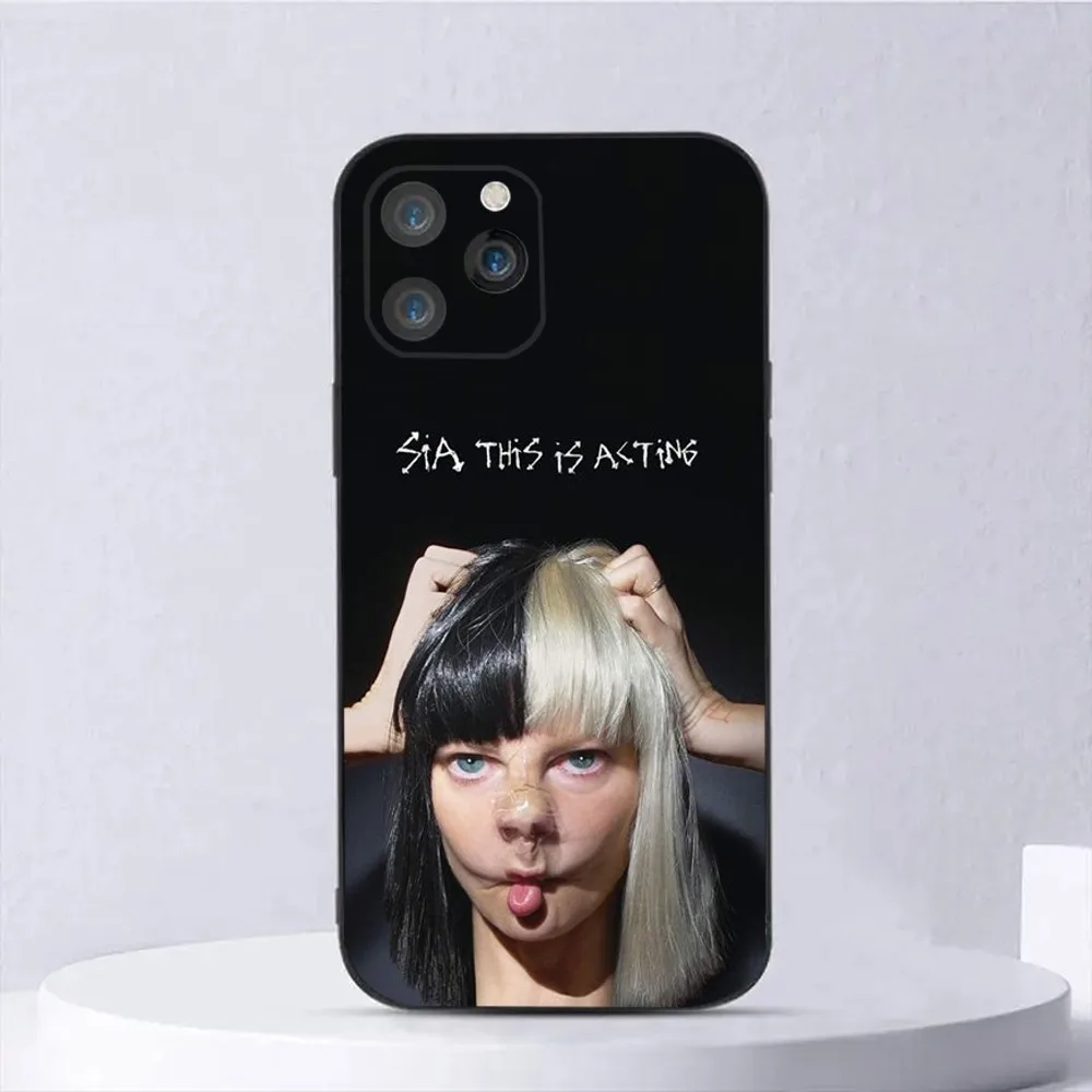 سيليكون ناعم هاتف أسود ، مغني Sia Australia ، غطاء لهاتف iPhone ، من من من ، من ، إلى ، وplus ، وxs ، وx ، وxr ، وse ، وmini ، وox