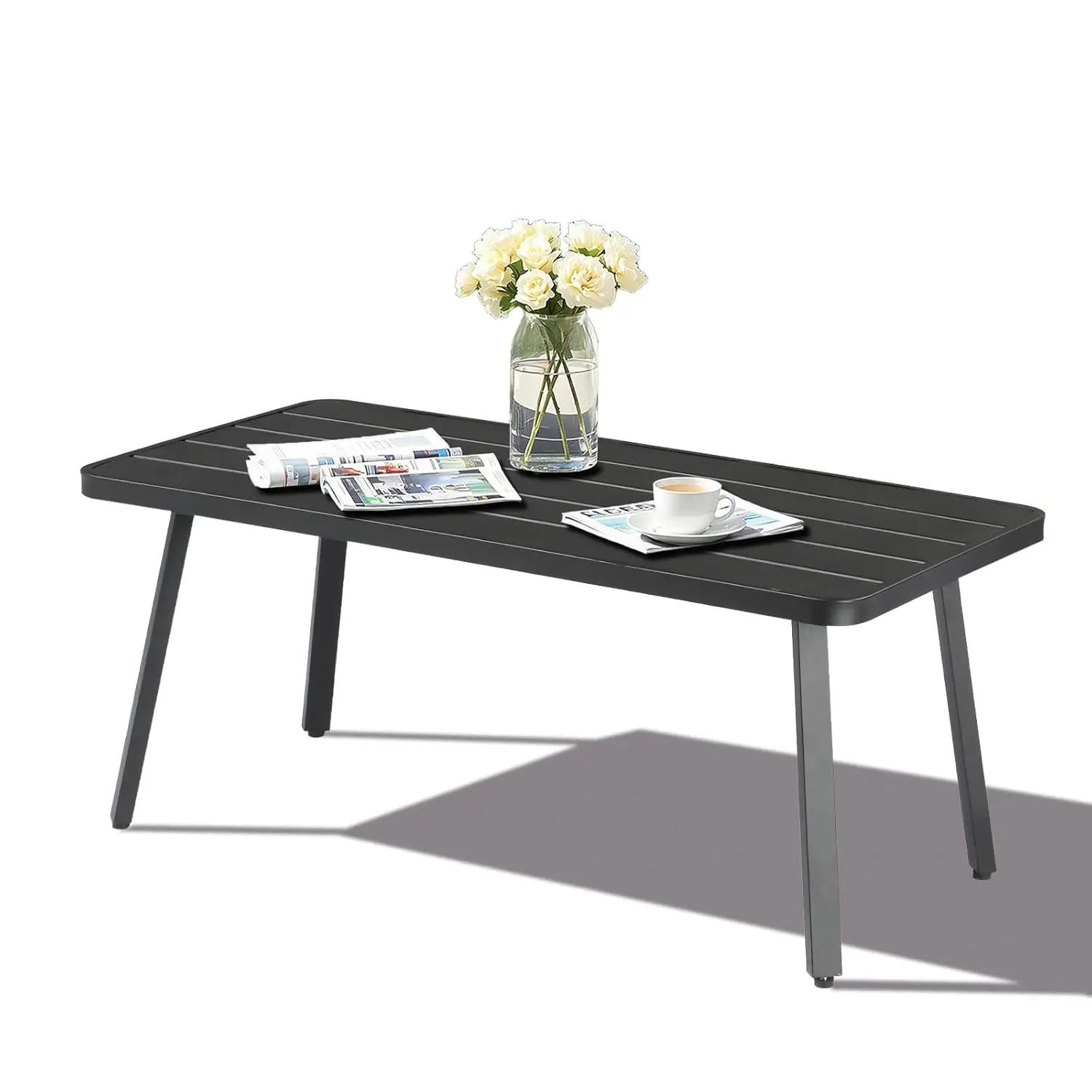 

Small Steel Outdoor Patio Coffee Table, Weather Resistant Metal Outdoor Large Side Table for Patio Balcony Porch, Customized