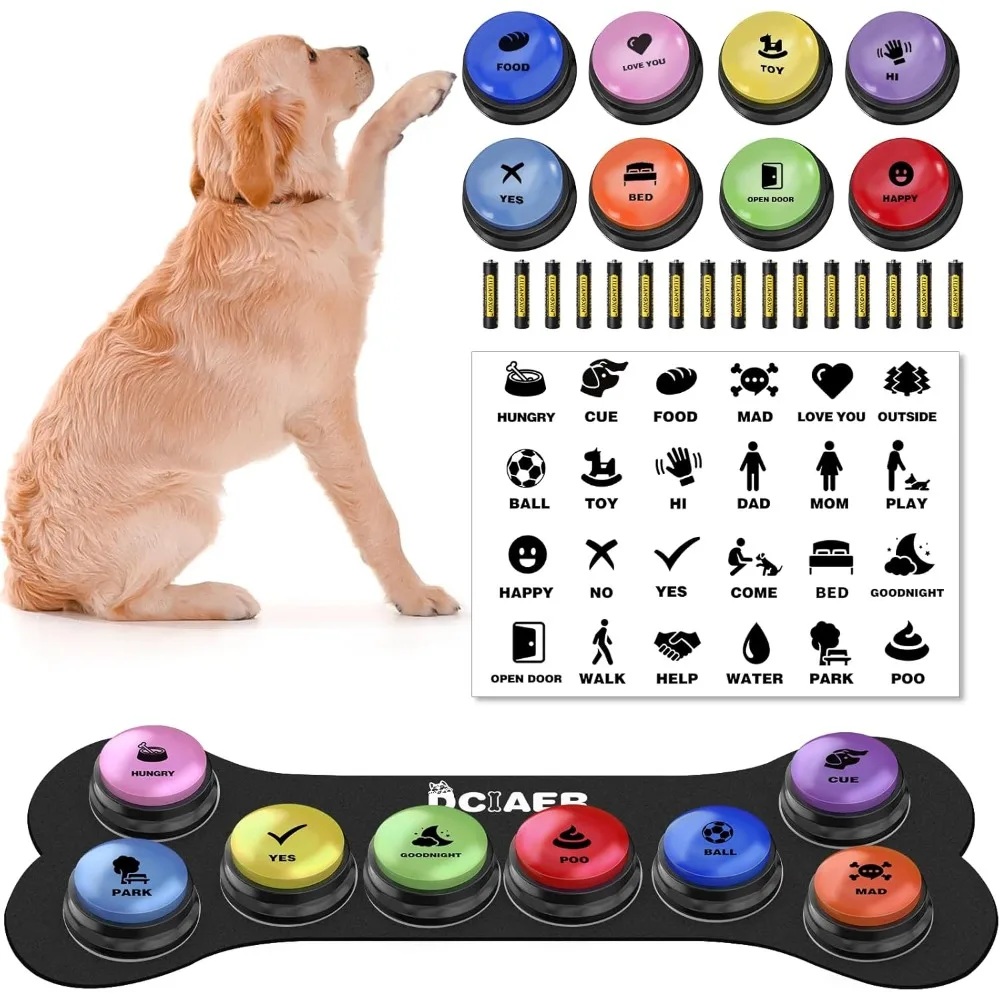 

Recordable Pet Training Buttons with 30s Playback 24 Scene Cards Mat and Batteries