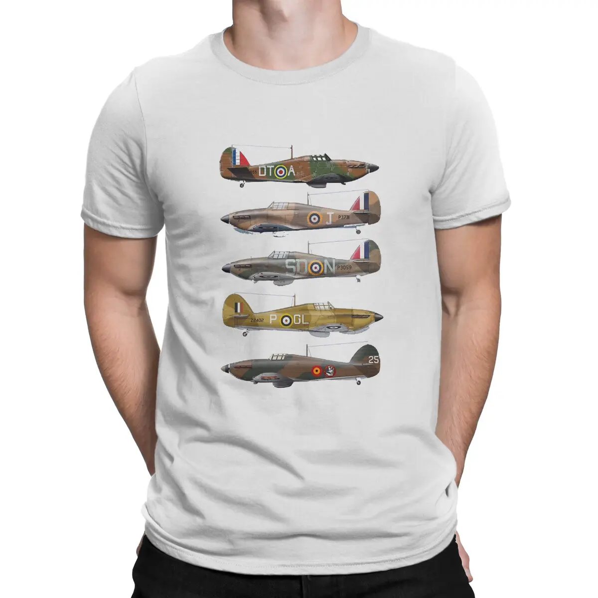 Airplane Lover Hawker Hurricane is a British WW2 Fighter Aircraft Graphic Men Top Vintage Fashion Clothing Fibre Harajuku TShirt