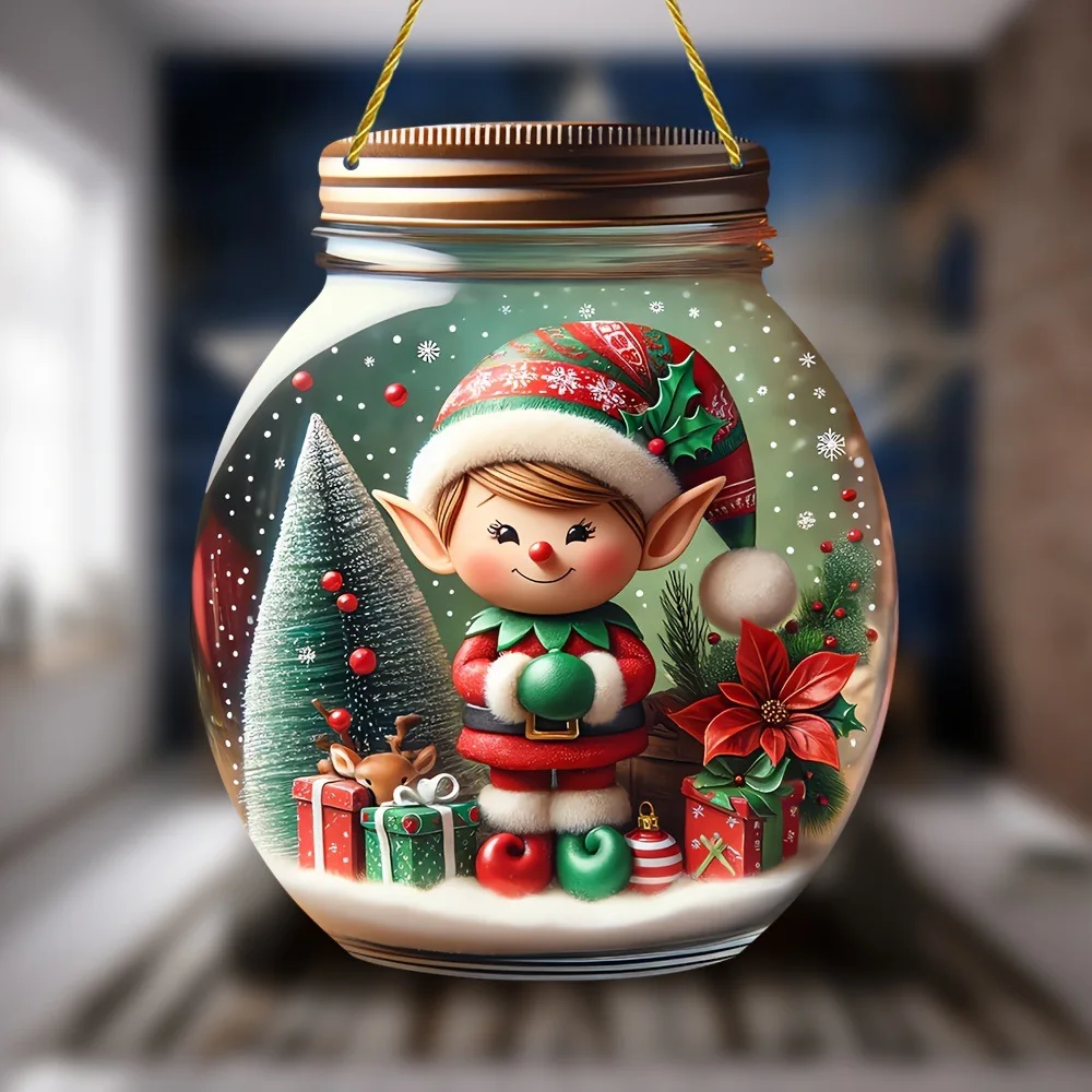 

Christmas Christmas mason jar snowflake figure Christmas decoration children's gift waterproof