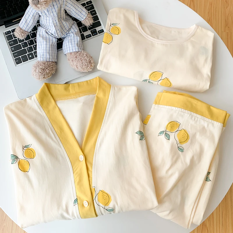 3Pcs Sets 100% Cotton High Quality Nursing Sleepwear for Maternity Casual Pajamas Suits Y2k Youth Pregnancy Home Hospital Wear