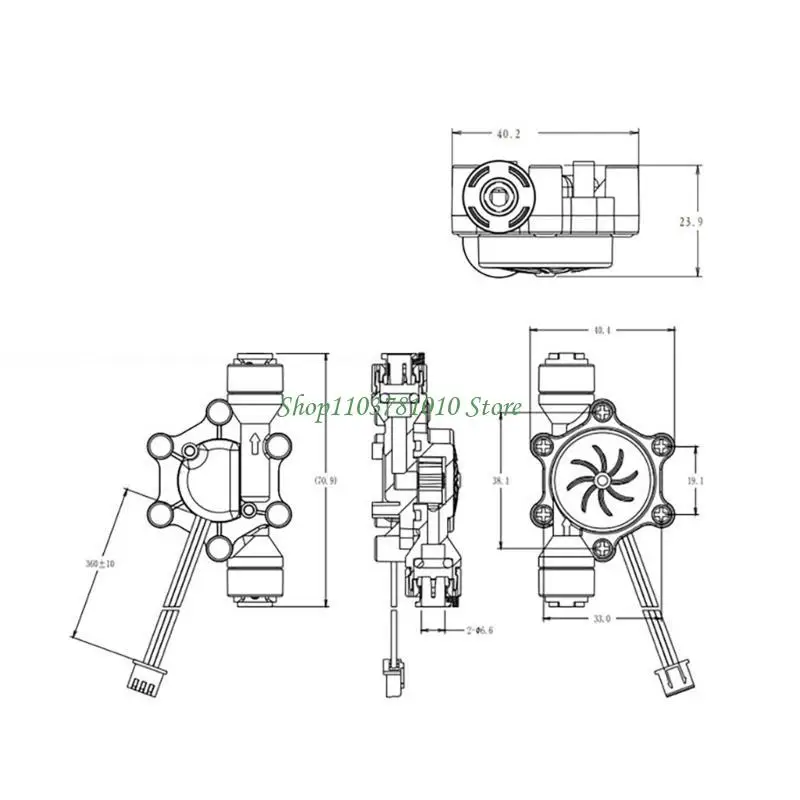 U55D Liquid Flowmeter Fluidmeter Counter 0.25-2.5L/Min Measuring Instrument 4 Hall Effect Sensors for Water Dispenser