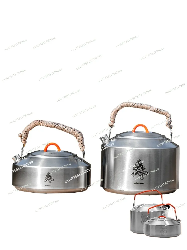 Outdoor Portable 304 Stainless Steel Water Boiling Tea Making Coffee Pot Plus-Sized Capacity Wild Camping Self-Driving Cooking