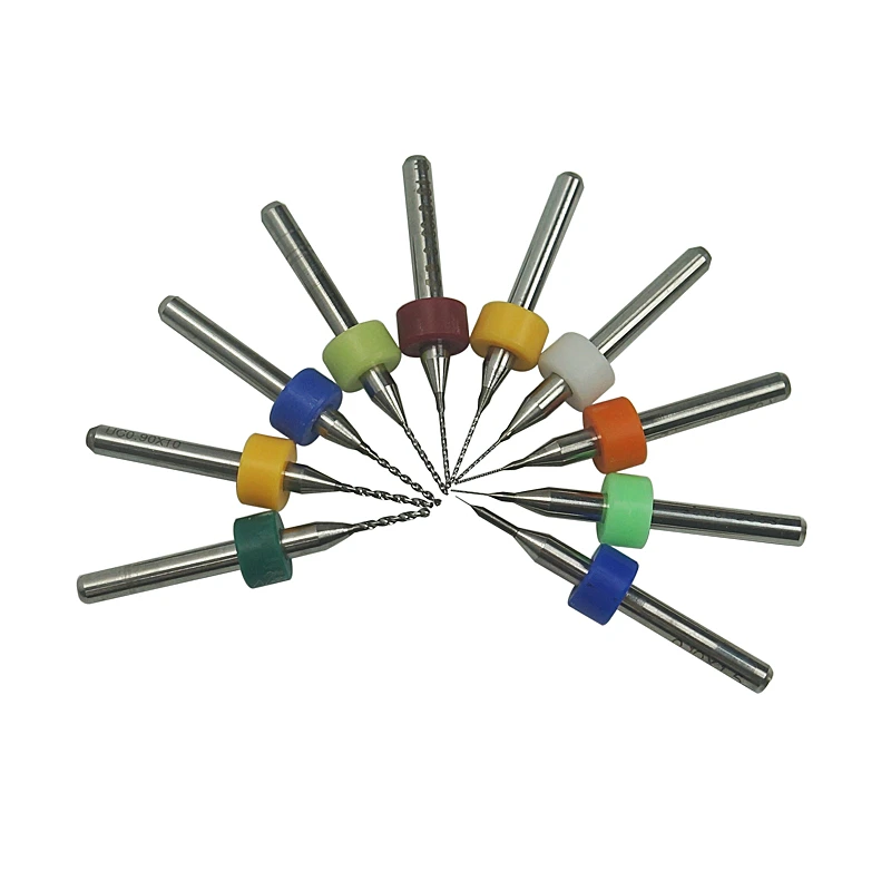 10 pezzi PCB mini set di punte da trapano trapano in metallo duro di acciaio al tungsteno per kit di utensili per punte per macchine router CNC 3.175mm