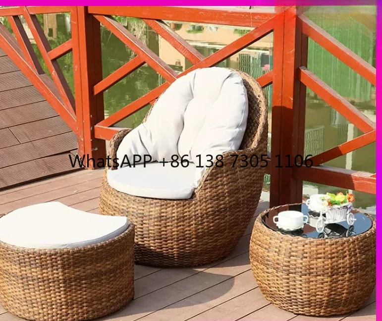 

Rattan table leisure rattan chair three-piece set garden outdoor courtyard, lazy sofa, coffee table table and chair combination