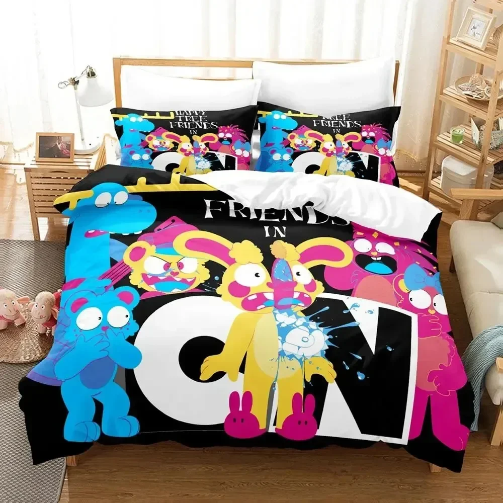 

Cartoon Happy Tree Friends Bedding Set Duvet Cover Bed Set Quilt Cover Pillowcase Comforter king Queen Size Boys Adult Bedding
