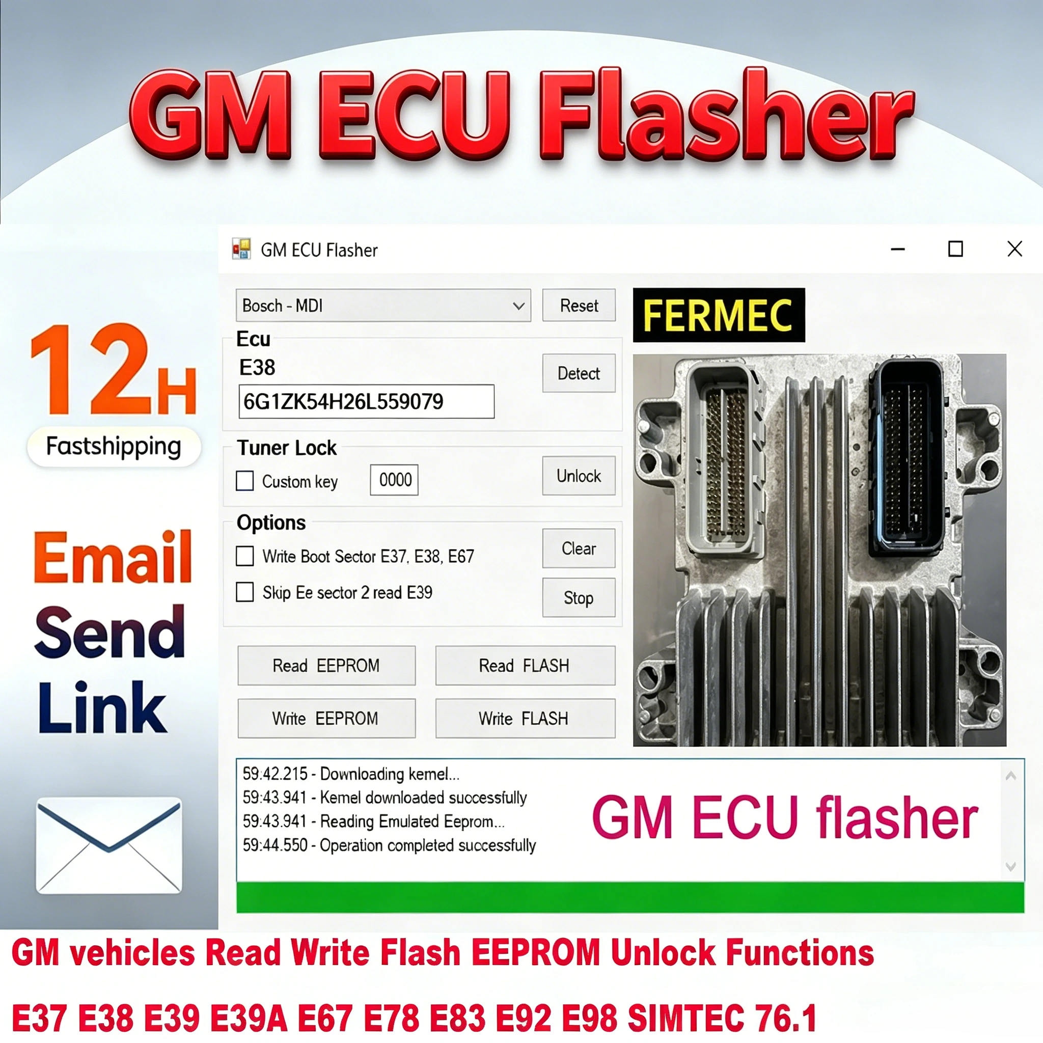 GM ECU Flash Tuner Unlock Read Write Flash EEPROM Unlock Tool J2534 v0.05 E37 E38 E39 E67 E78 E92 E98 SIMTEC76