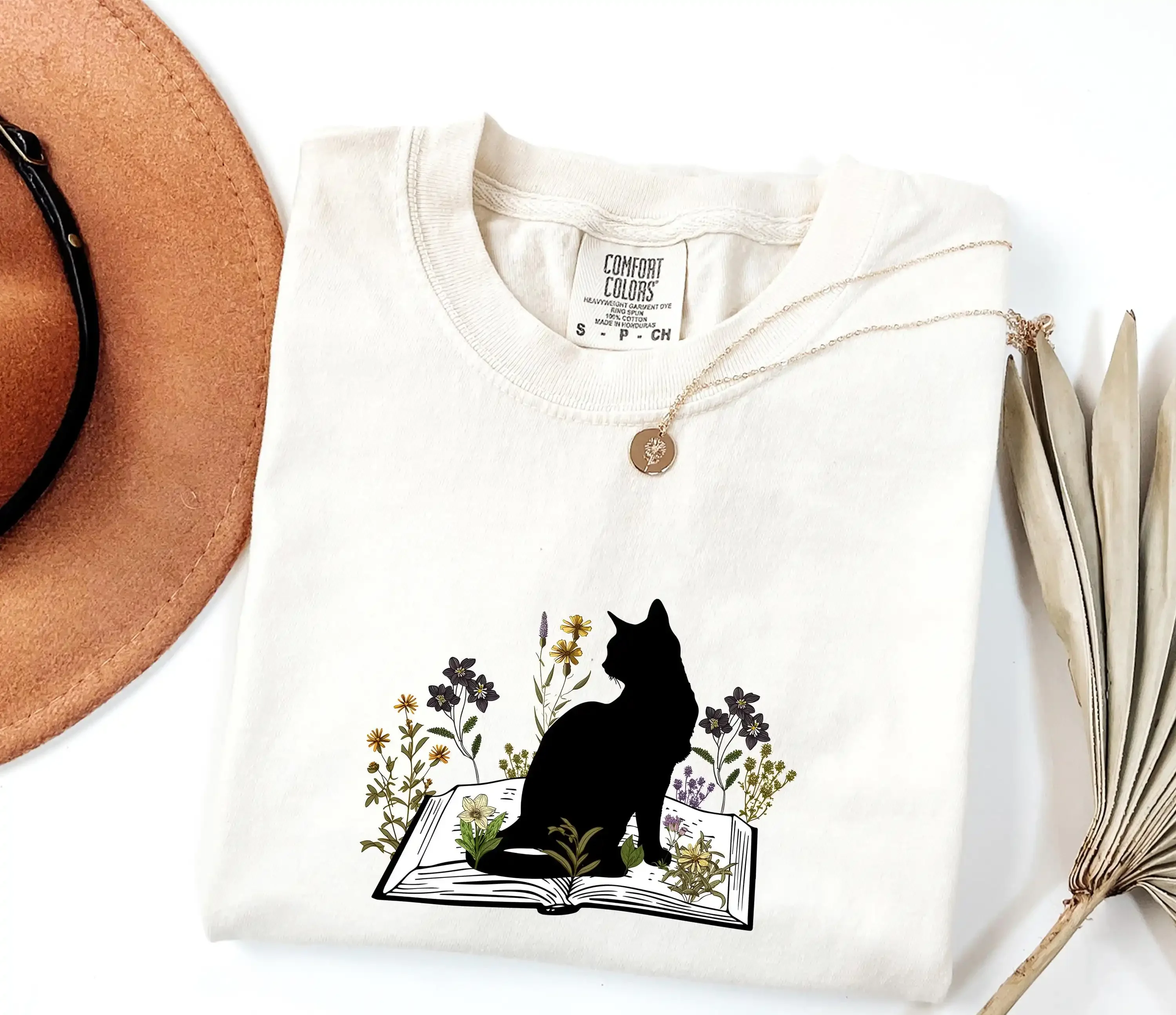 Floral CaT T Shirt Lover Book for Her Mom Cute