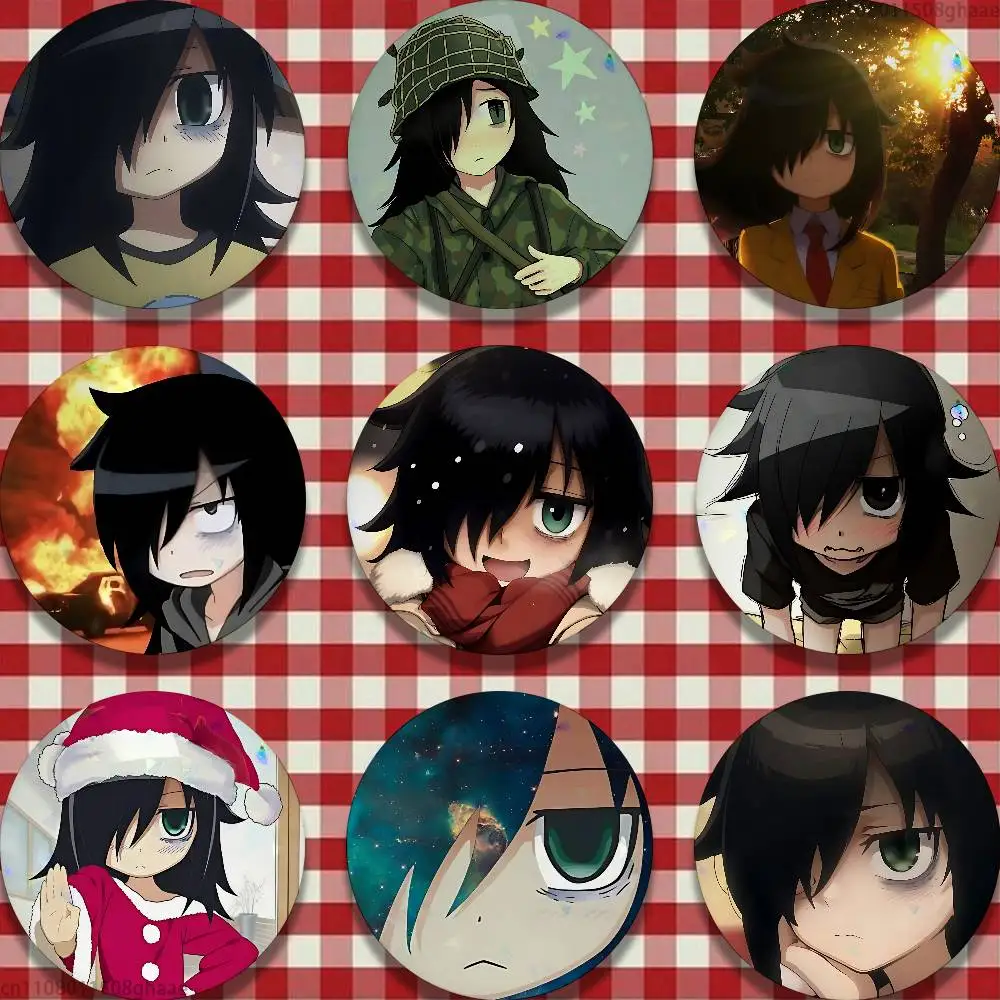 

C-Character Tomoko Kuroki 58mm Badge Brooches on Backpack Clothes Handmade Round Enamel Pins for Jewelry