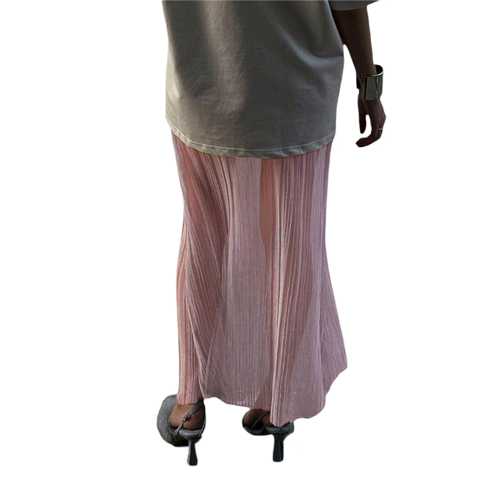 Dames Hoge Taille Doorschijnend Mesh Een Lijn Flowy Maxi Rok Doorzien Maxi Strand Rok Cover Up