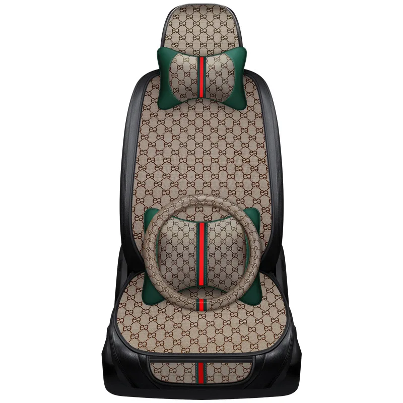 

Wholesale Four Seasons Linen Car Seat Cover Three Piece Set Backrest Headrest car accessories