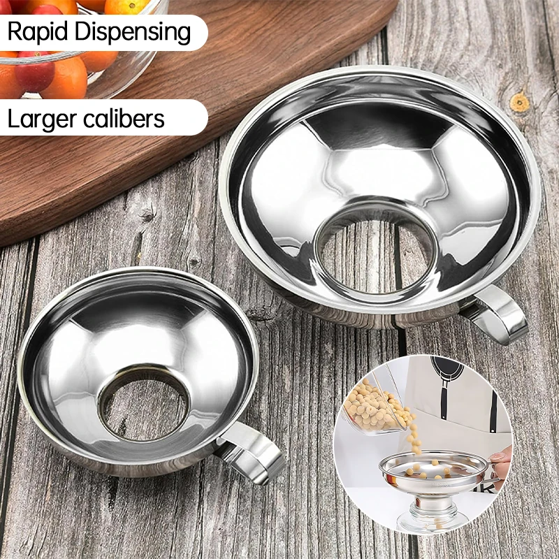 Stainless Steel Wide Mouth Funnel Salad Dressing Liquid Funnel Canning Funnel for Kitchen Use Filling Bottles Food Funnel