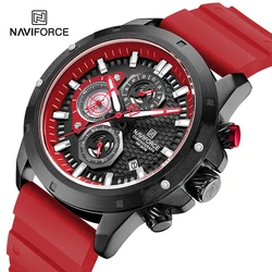 NAVIFORCE Men Watches Casual Waterproof Quartz Wristwatch Comfortable Silicone Strap Man Luminous Chronograph Clock Reloj Hombre