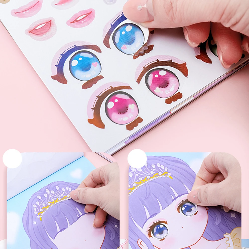 1set Reusable Puzzle Stickers, Cartoon Princess Make-a-Face, Creative Handicraft Stickers for DIY Play & Party Activities - view 4