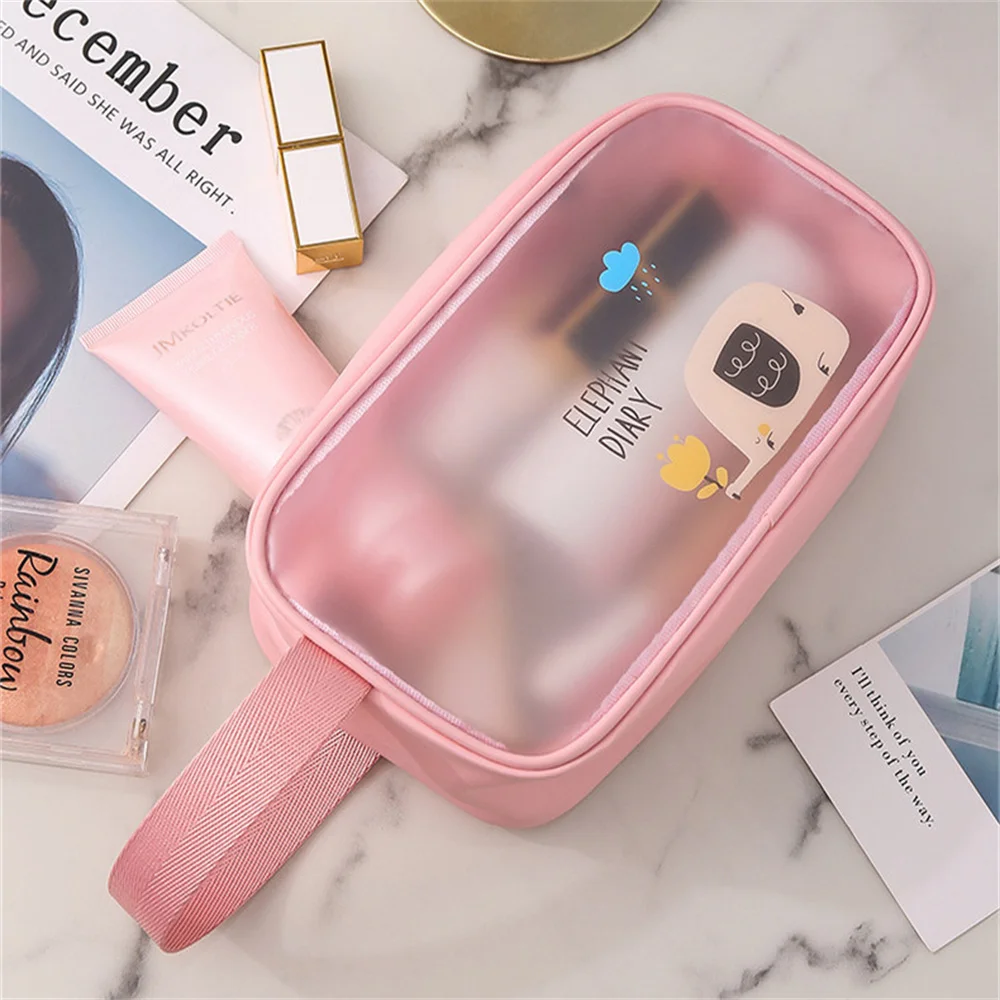 Cartoon Portable Travel Wash Bag Transparent Pvc Waterproof Makeup Storage Pouch Large Capacity Cosmetic Organizer Handbag