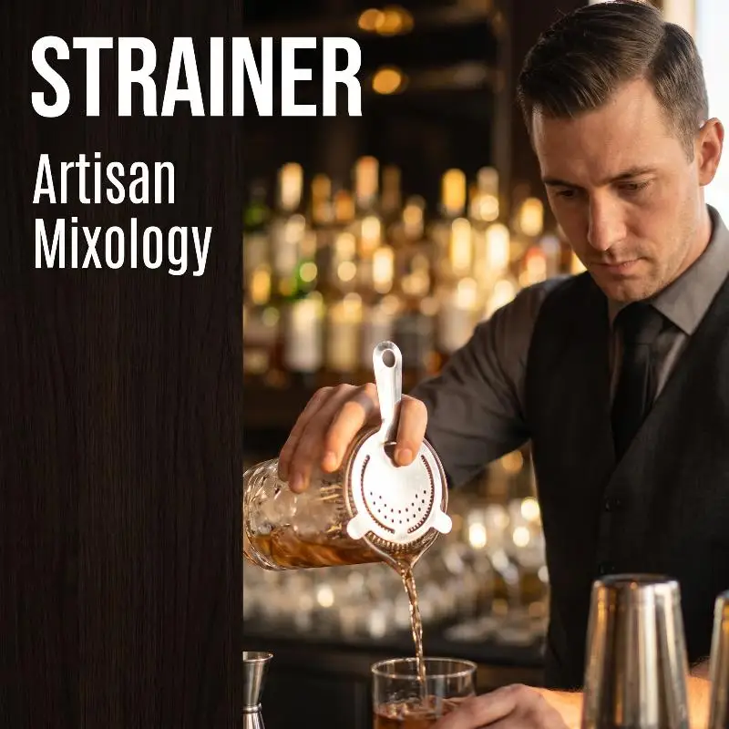 ~Stainless Steel Cocktail Strainer, Bar Drink Strainer With High-Density Spring, Bar Tools Cocktail Shaker Accessories