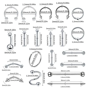 Aço cirúrgico Ferradura Hoop, Nostril Piercing, Septo Anel, Falso Nariz Anel, Jóia do corpo, 100pcs por lote 8 principais vendas aneis aço cirurgico - №4