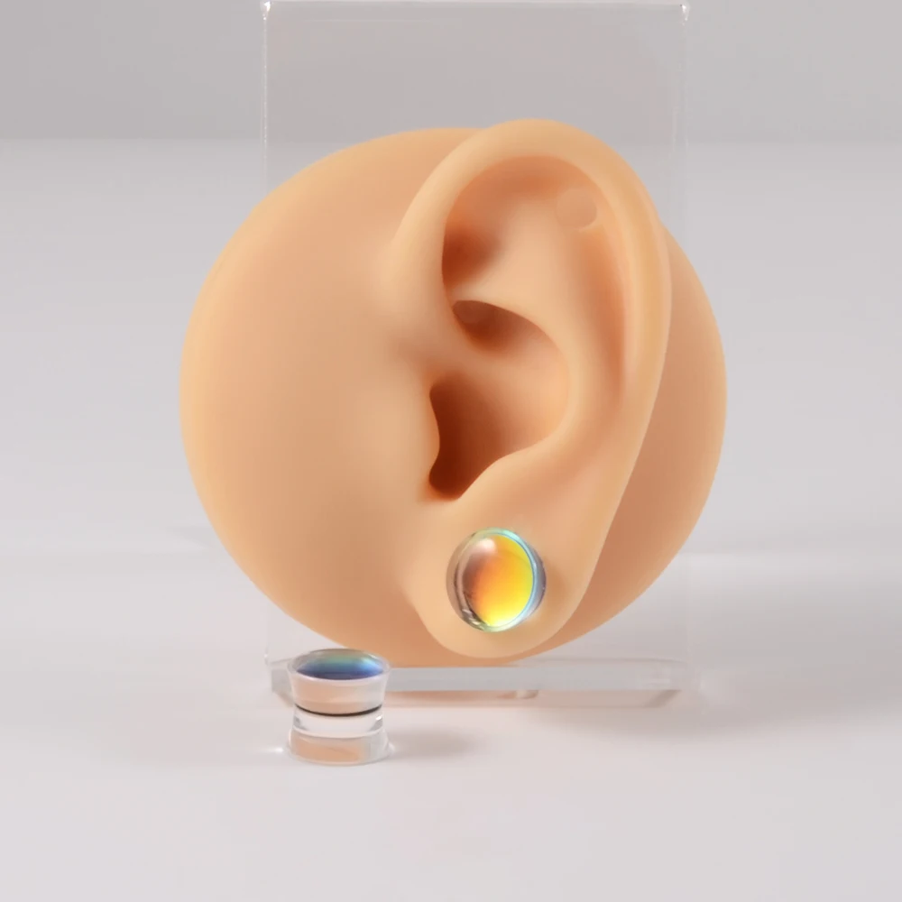 Pair Acrylic Flash Film Ear Plugs Bling Saddle Double Flared Plugs Earlets Gauge Expander Body Piercing Jewelry